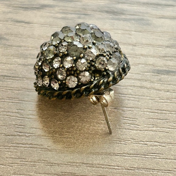 Vintage ABS Pave Rhinestone Domed Stud Earrings Vintage Glam - Picture 8 of 8